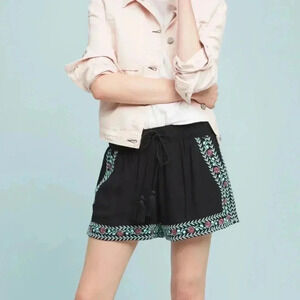Anthropologie Chloe Oliver Black Embroidered Short Size XS